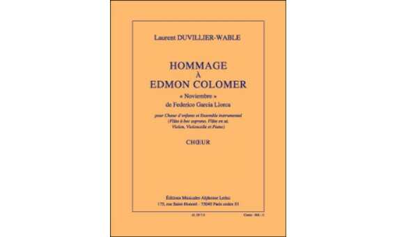 DUVILLIER-WABLE L. - HOMENAJE AL CORO INFANTIL E.COLOMER