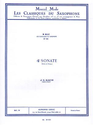 BACH J.S. - SONATA Nº4 - SAXO Y PIANO -