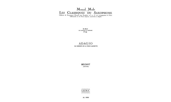 MOZART W.A. - ADAGIO DEL CONCIERTO EN LA DE CLARINETE - KV.622
