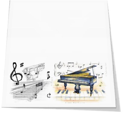 REGALO - BLOCK NOTAS (PIANO DE COLA DIBUJADO)