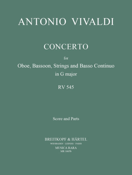 VIVALDI A. - CONCIERTO OBOE Y FAGOT SOL M RV 545 - GENERAL Y PARTES