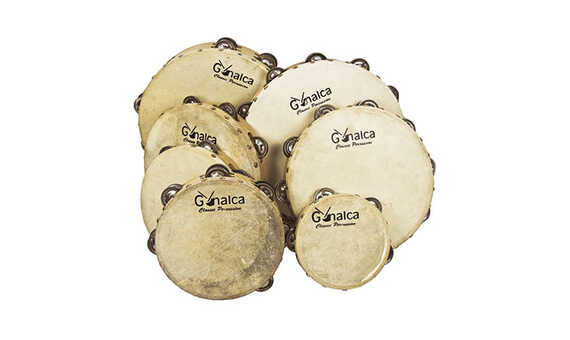PANDERETA DOBLE - ORTOLA PARCHE PIEL 25cm REF.01340
