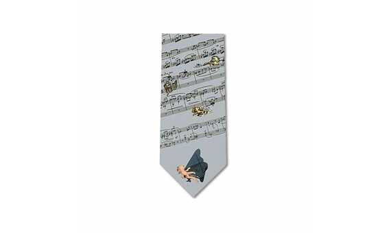 REGALO - CORBATA DE SEDA (Motivo musical de "Ludus tonalis" (Hindemith), gris plateado)