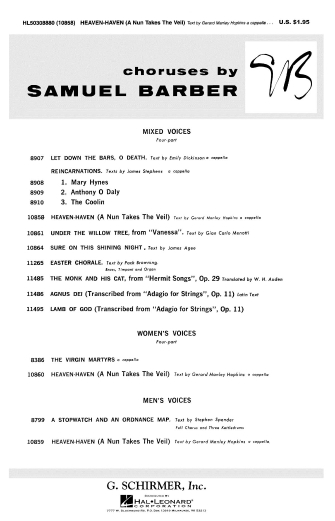 BARBER S. - HEAVEN HAVEN SATB -