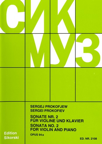 PROKOFIEFF S. - SONATA Nº2 RE M -VIOLIN Y PIANO- OP.94A