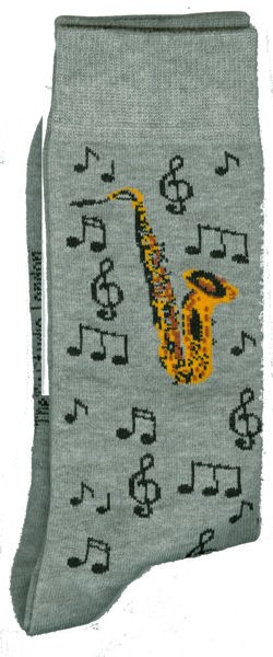 REGALO- CALCETIN SAXO GRIS CON NOTAS MUSICALES (6-11)
