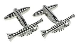 REGALO - GEMELOS DE PLATA EN FORMA DE TROMPETA