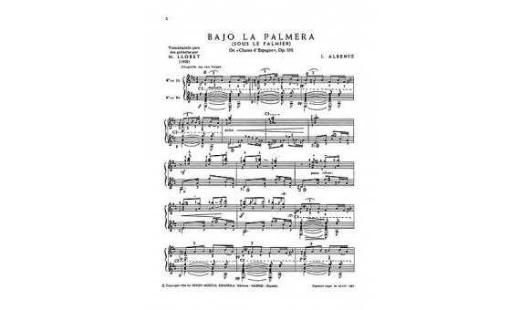 ALBENIZ I. - SOUS LE PALMIER DE CANTOS DE ESPAÑA - OP.232 Nº3