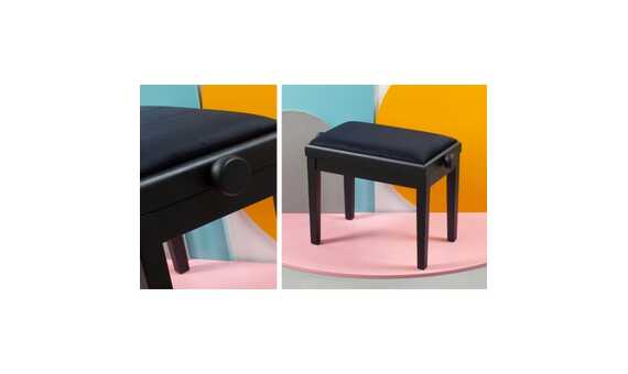 BANQUETA REGULABLE - X24 MADERA NEGRO BRILLO TAPIZADO TERCIOPELO NEGRO