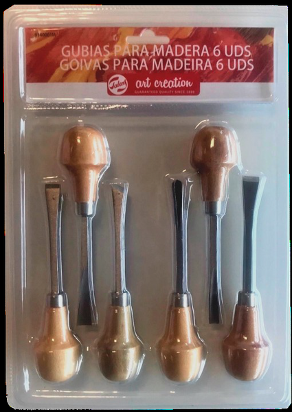 BLISTER 6 GUBIAS PARA MADERA Y GRABADO