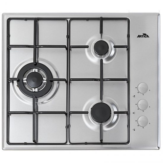 ENCIMERA ARTICA AXG6030 3FUEGOS 60CM GAS INOXIDABLE