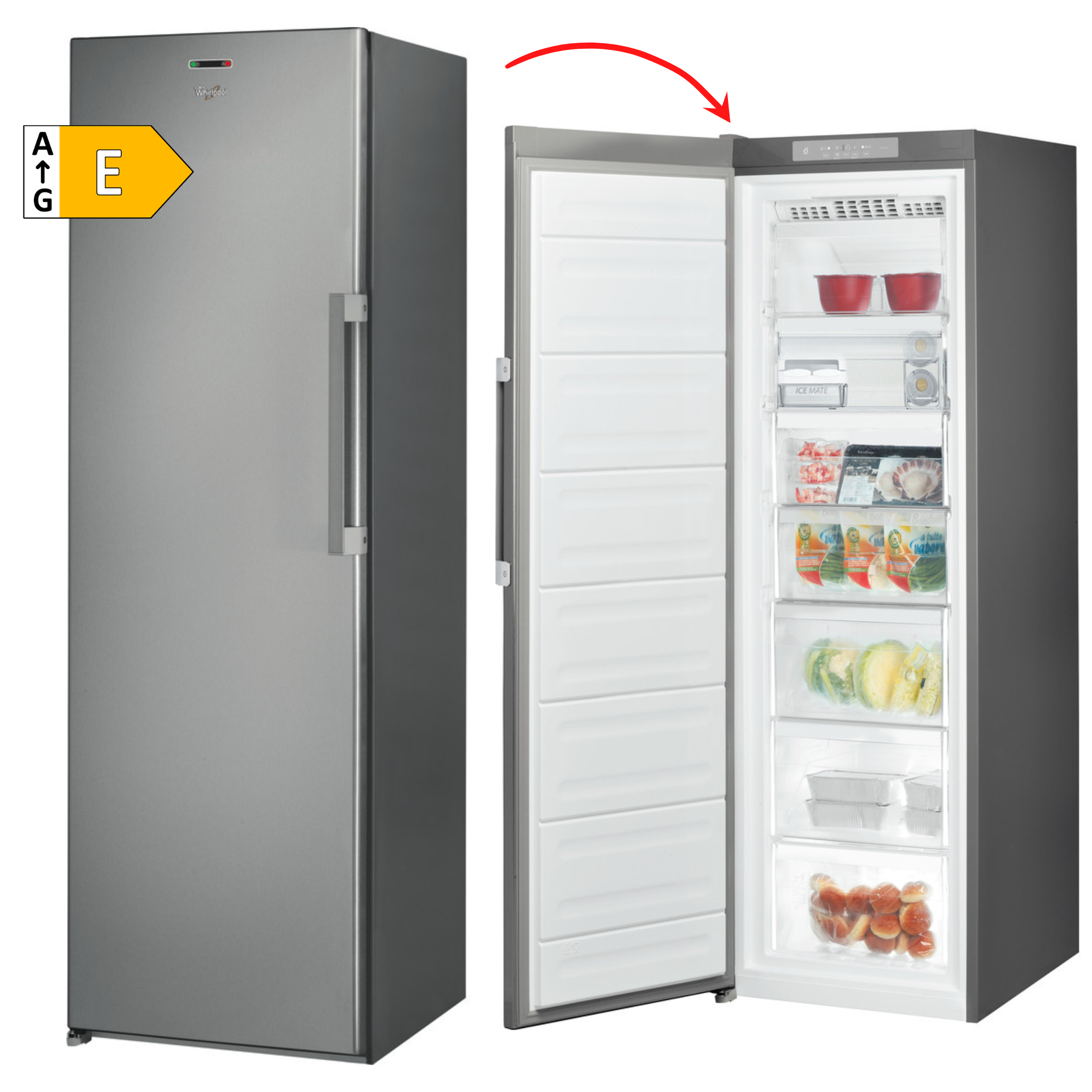 CONGELADOR VERTICAL WHIRLPOOL UW8F2YXBIF2 188x60 263L INOX - E