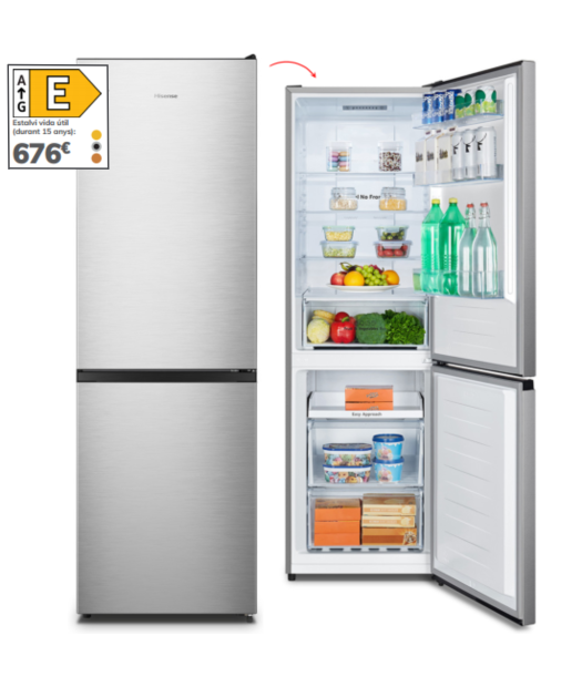 FRIGORÍFICO COMBI HISENSE RB390N4ACE, 186x60x59, NOFROST, INOXIDABLE - E