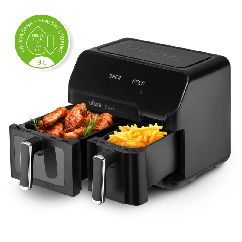 FREIDORA AIRE UFESA DOBLE STORM SIMULTÁNEO - 9L (5,5L + 3,5L)