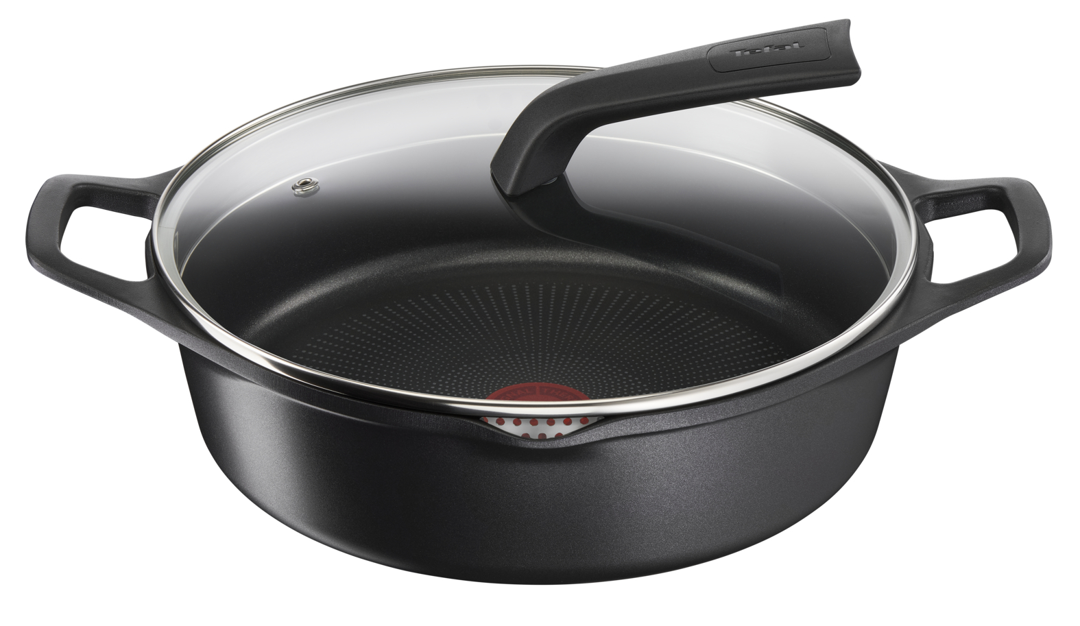 CACEROLA TEFAL ROBUSTO E24972, BAJA, C/TAPA, ALUMINIO/TITANIO - 28CM