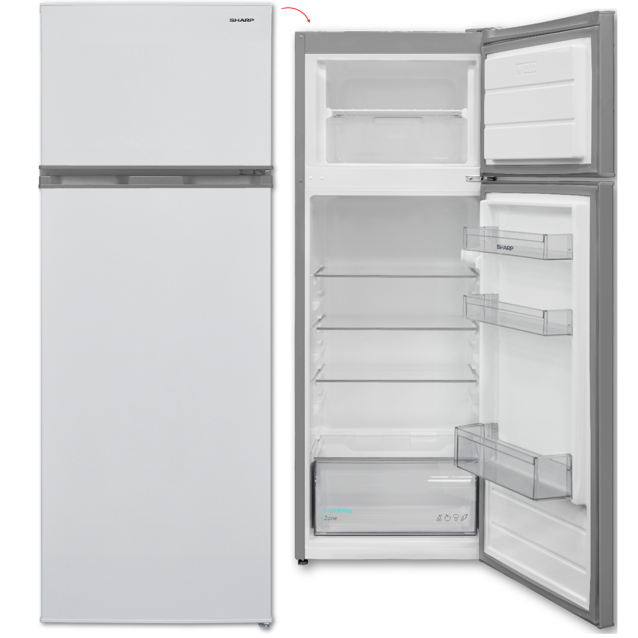 FRIGORÍFICO SHARP SJFTB01ITXWEES, 144x54, 2 PUERTAS, BLANCO - F