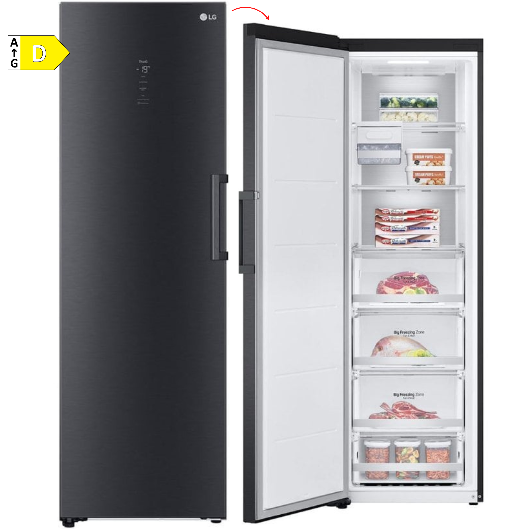 CONGELADOR VERTICAL LG GFM61MCCSF, 186x60, NO FROST, NEGRO - D