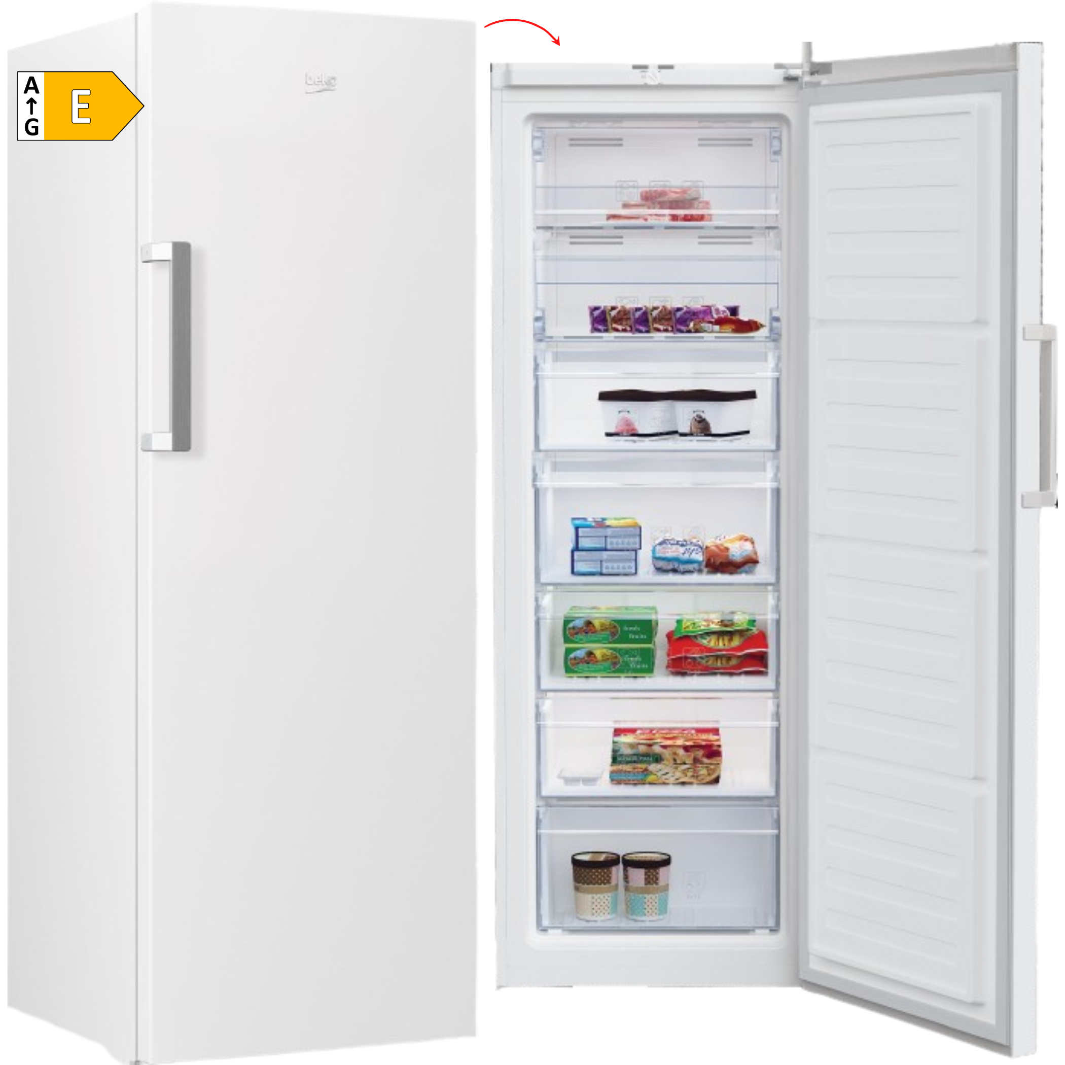 CONGELADOR VERTICAL BEKO RFNE290L41WN, 171.4x59.5, 250L, BLANCO - E