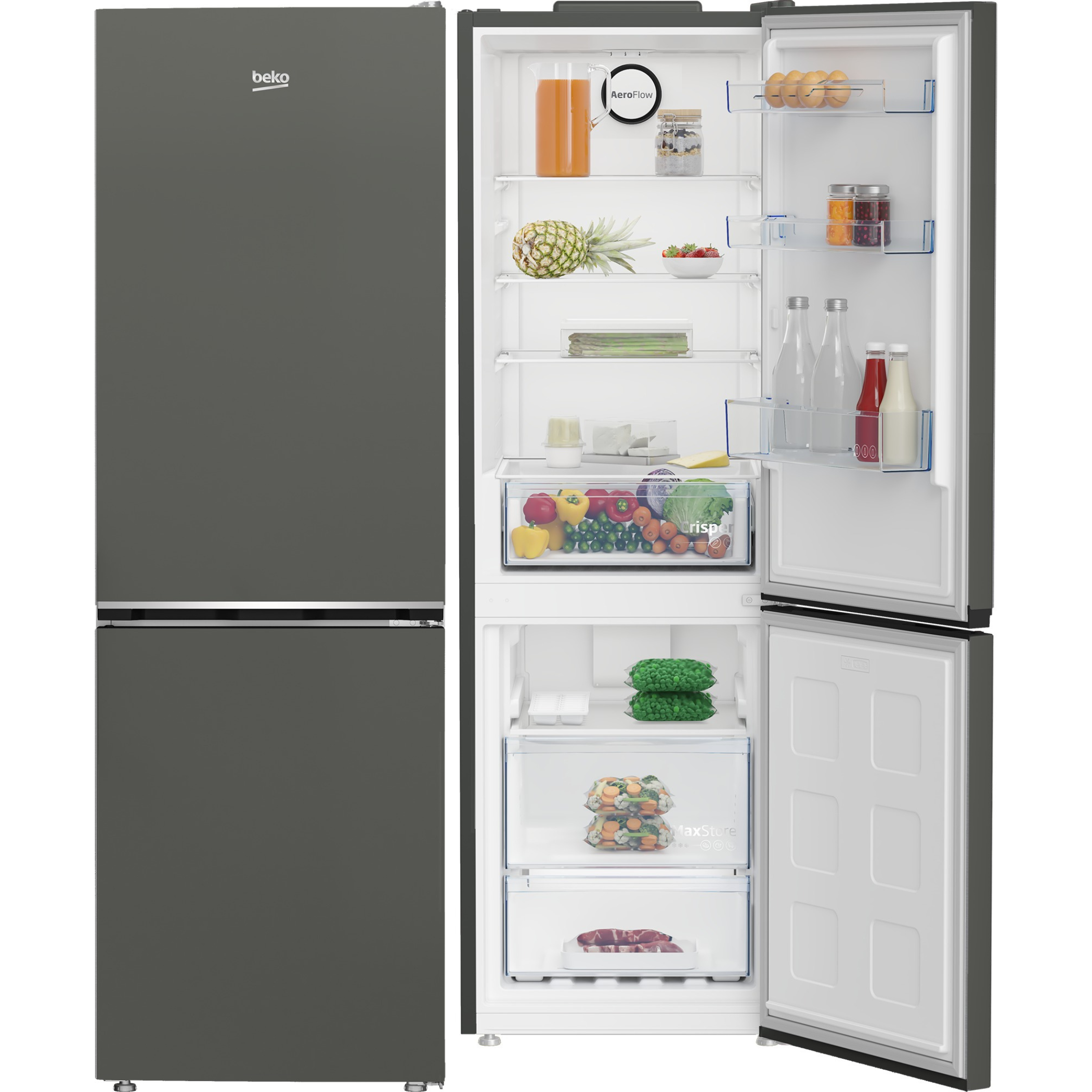 FRIGORÍFICO COMBI BEKO B1RCNE364G, 186x60, NO FROST, INOXIDABLE - E