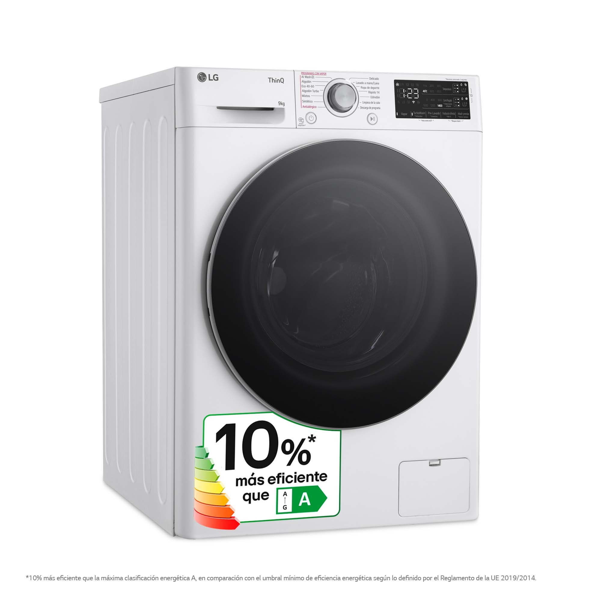 LAVADORA LG F4WR5509A1W, 9K, 1400R, BLANCA, AUTODOSIFICADOR, VAPOR, WIFI