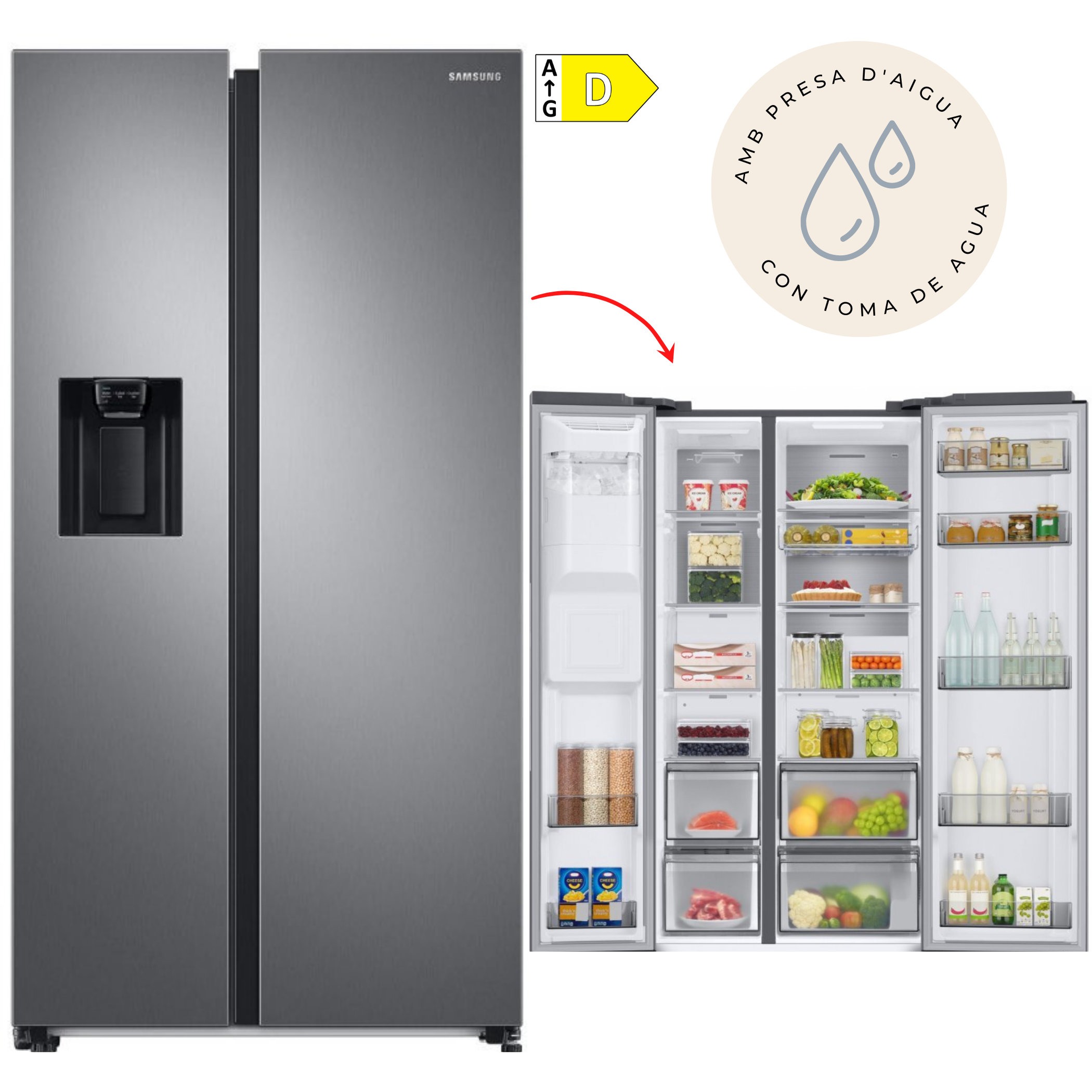 FRIGORÍFICO SAMSUNG RS68A8842S9/EF 178x91 NOFROST INOX DISP- D
