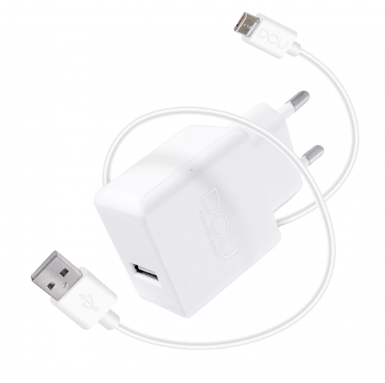 CARGADOR DCU USB 5V 2.4A CABLE MICRO USB 1M
