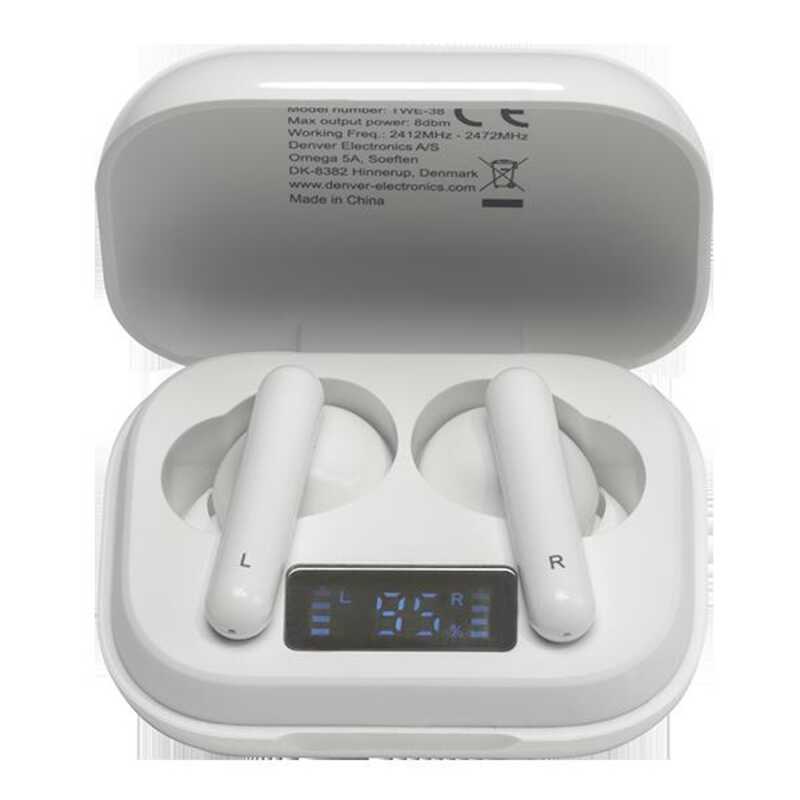 AURICULARES BOTÓN DENVER TWE-38 WHITE BLANCO