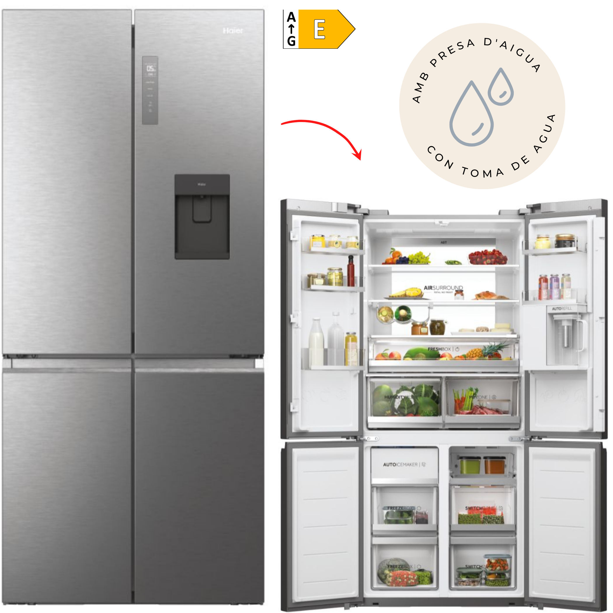 FRIGORÍFIC AMERICÀ HAIER HCW7819EHMP 190x83 INOX DISPLAY 4P - E