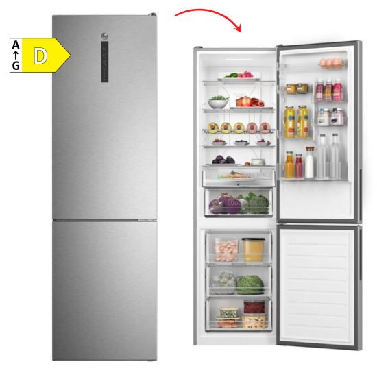 FRIGORÍFICO COMBI HOOVER HOCE7620DX 200x60 NF DSP INOX WIFI - D