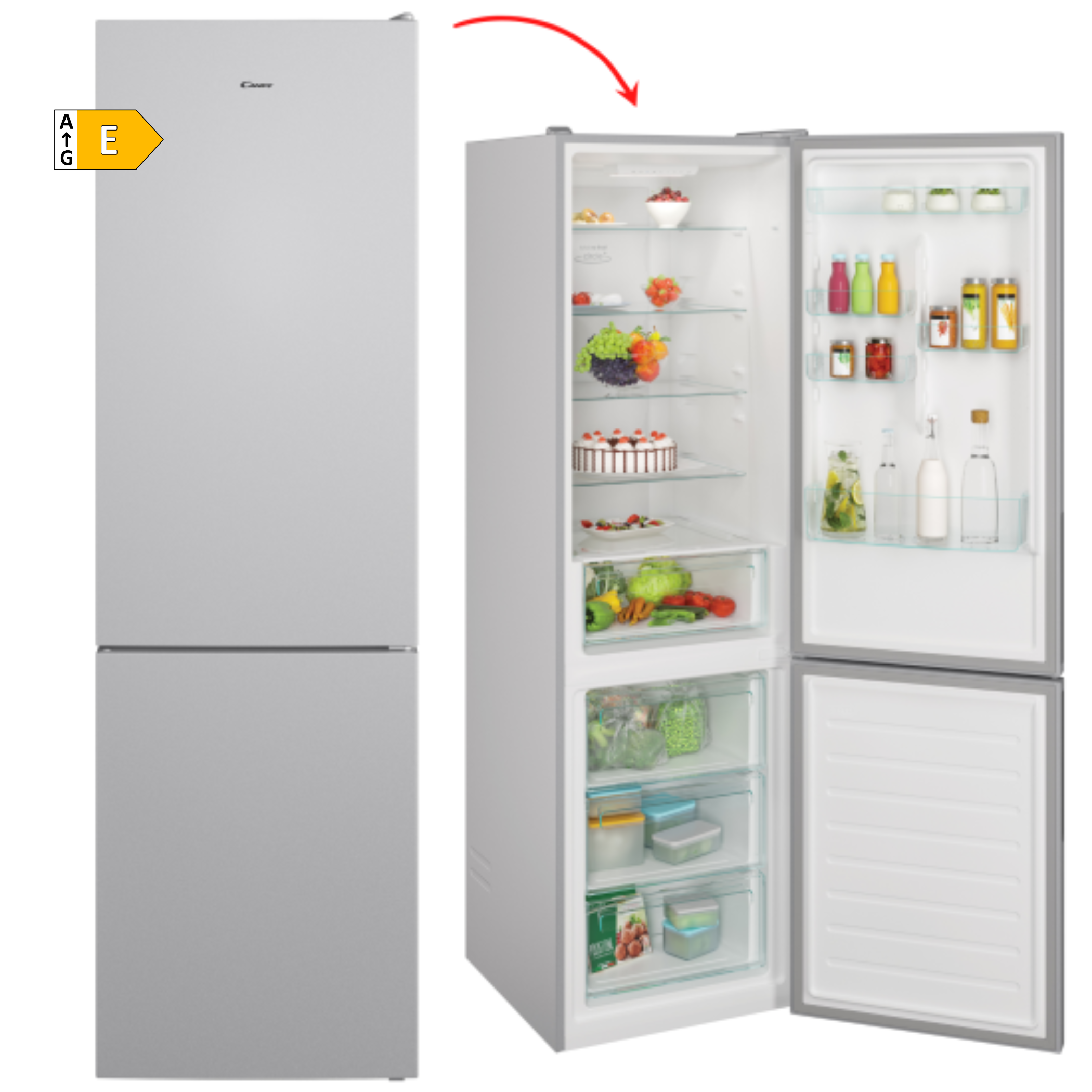 FRIGORÍFICO COMBI CANDY CCE4T620ES SILVER 200x60 NOFROST - E
