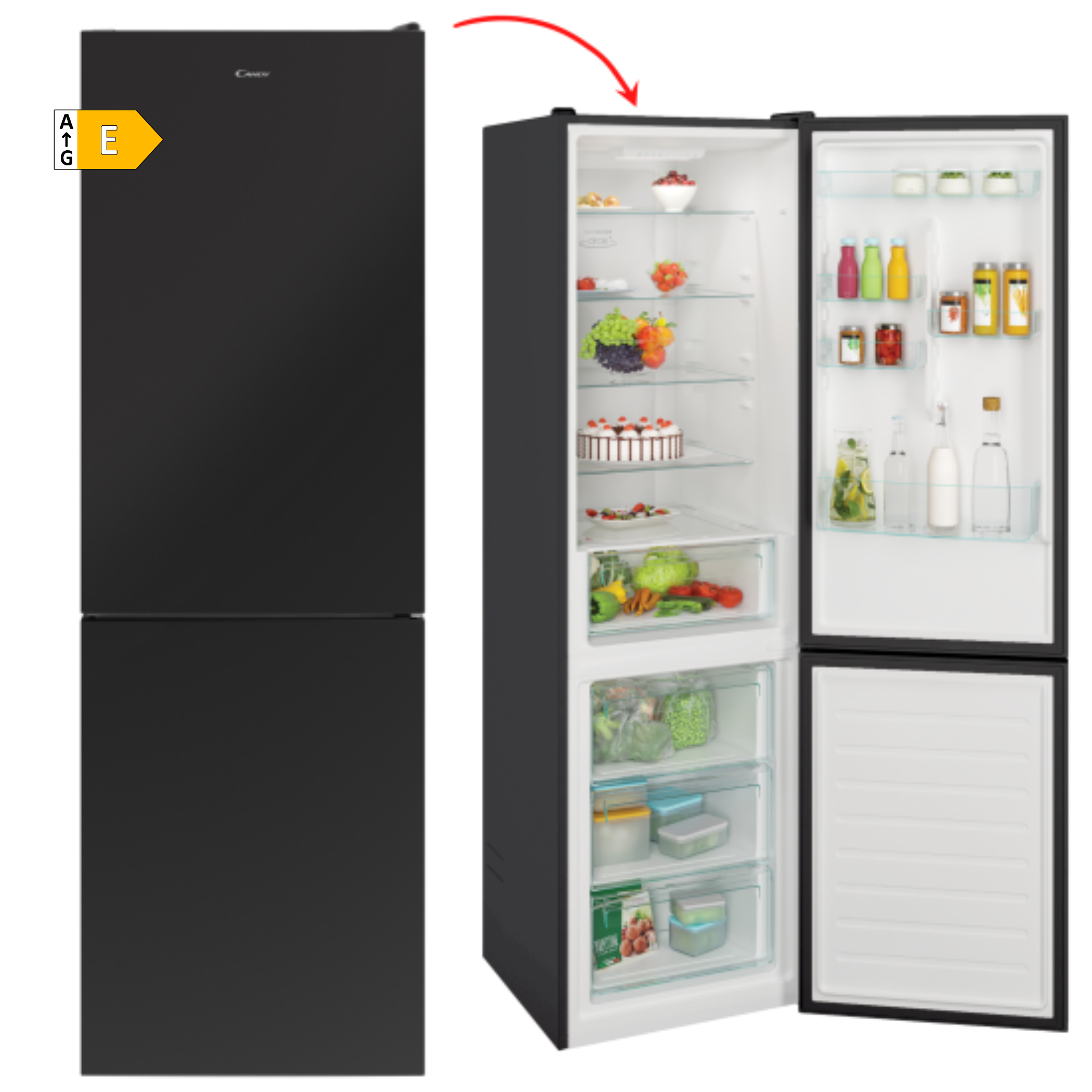 FRIGORÍFICO COMBI CANDY CCE4T620EB NEGRO 200x60 NOFROST - E