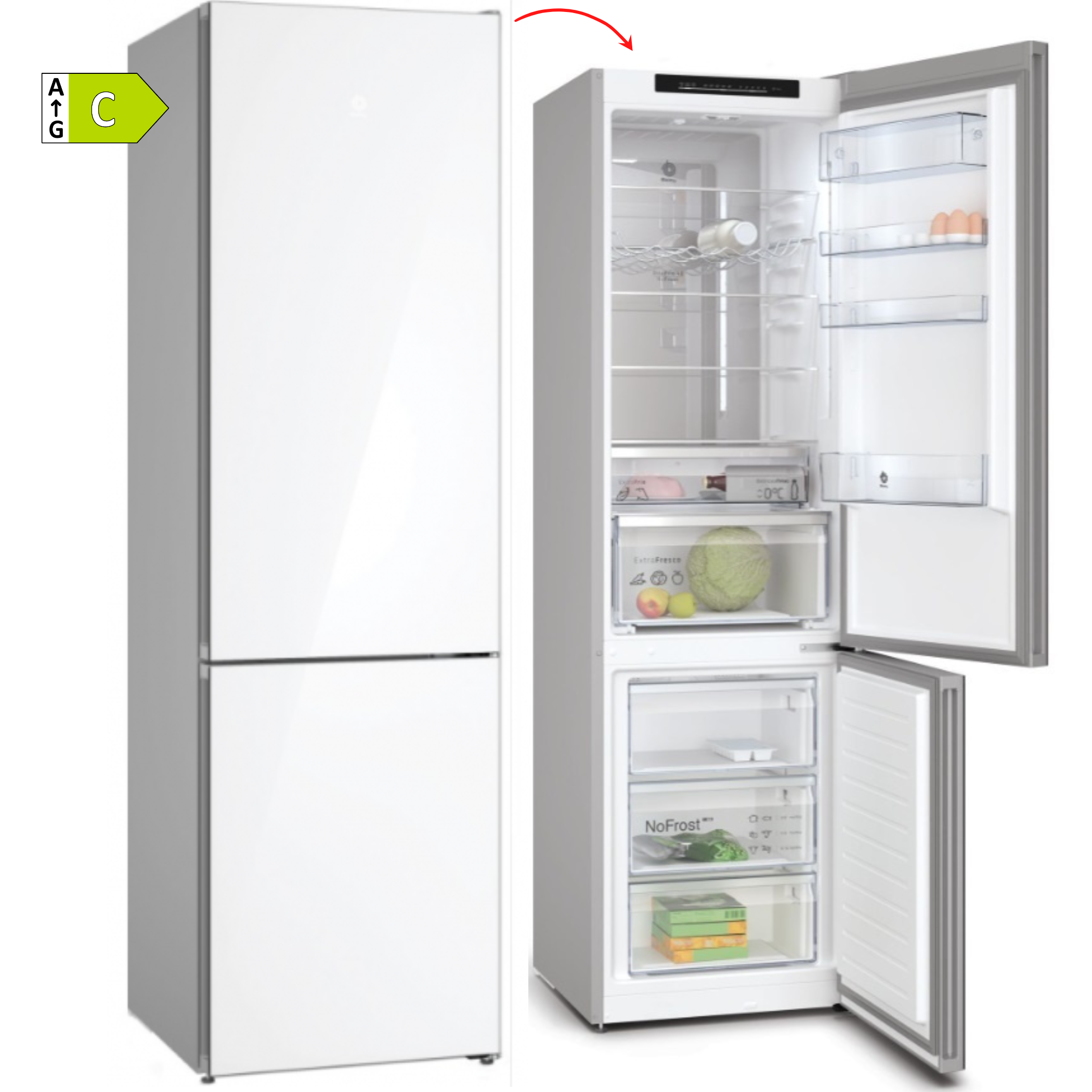 FRIGORÍFICO COMBI BALAY 3KFC869BI 203x60 NF CRISTAL BLANCO - C