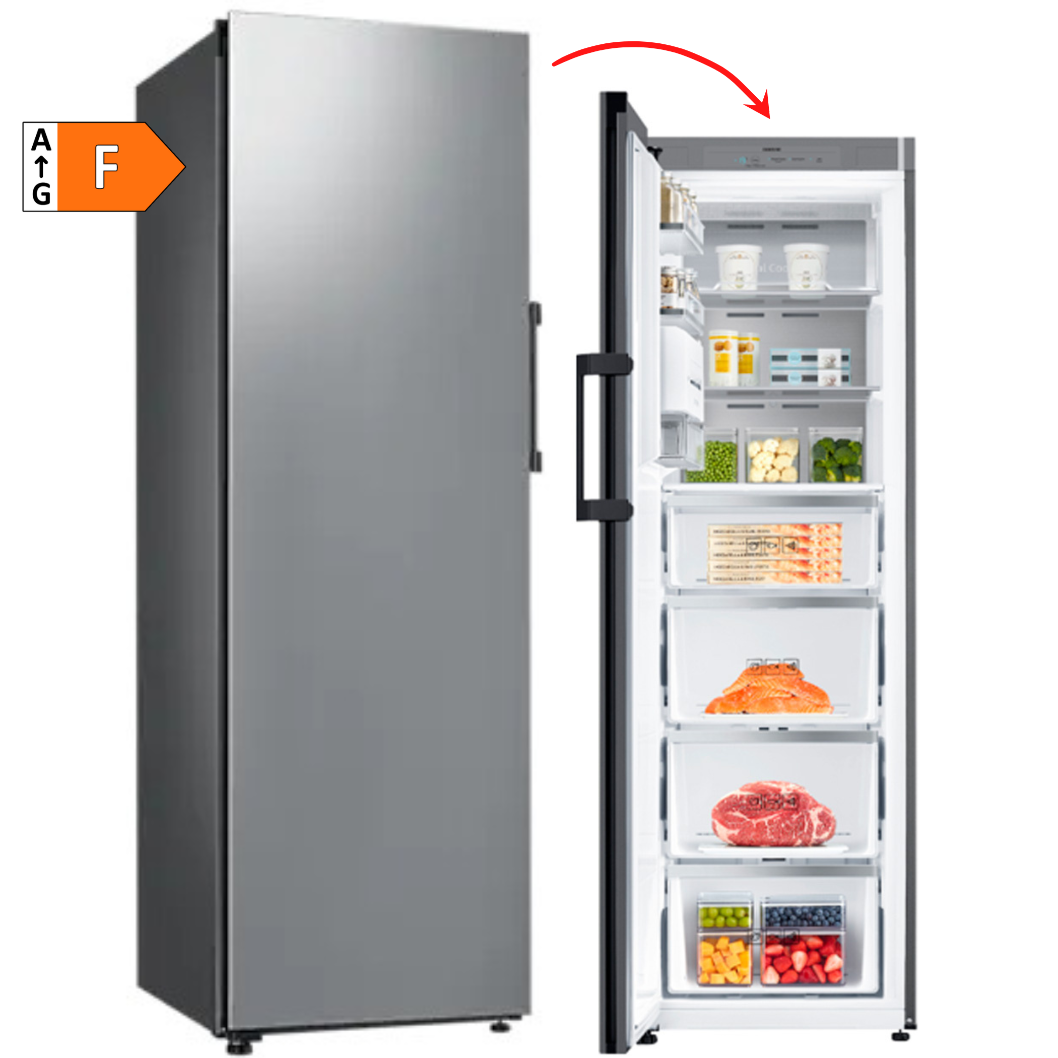 CONGELADOR VERTICAL SAMSUNG RZ32A7485S9/EF 186x60 NOFROST INOX F