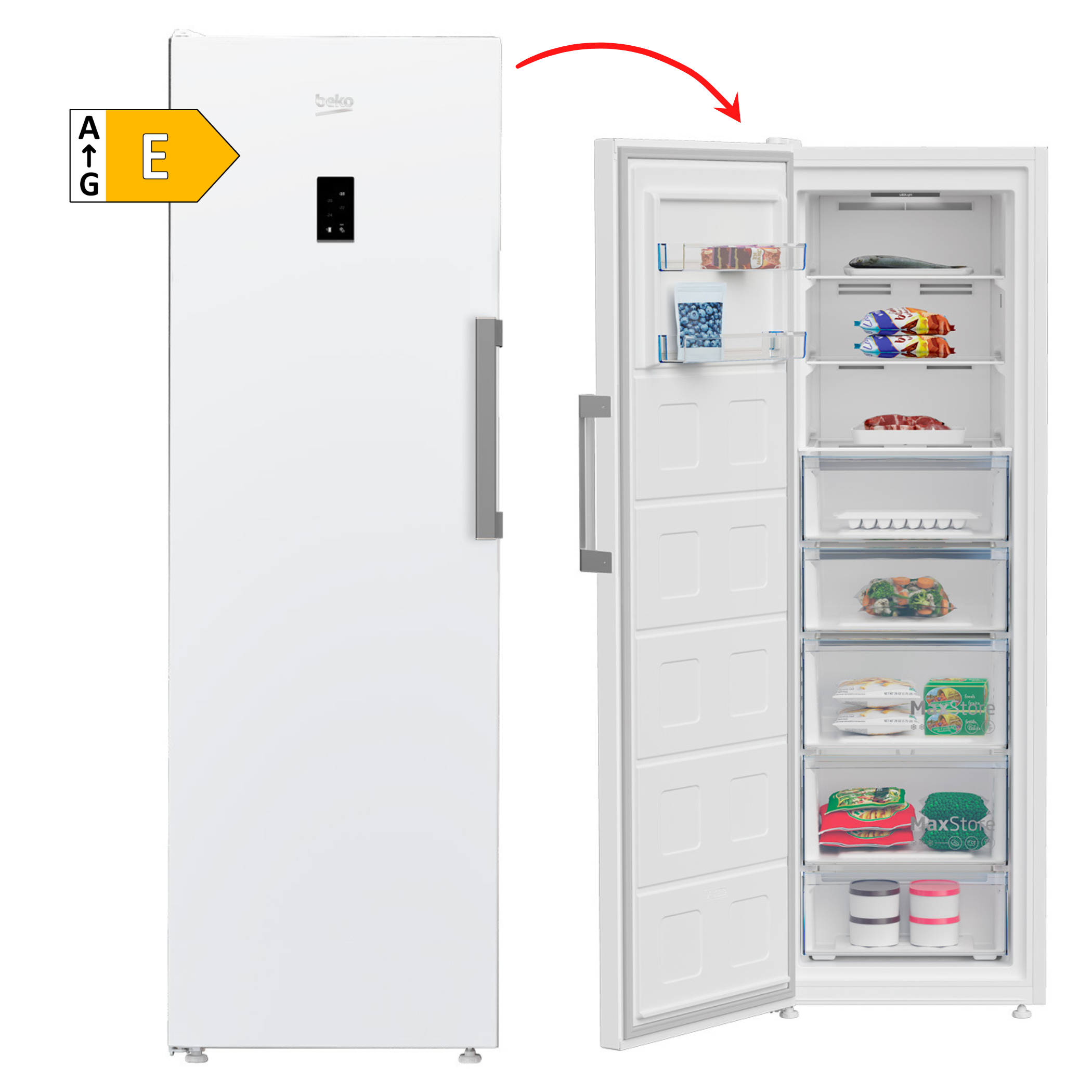 CONGELADOR VERTICAL BEKO B3RMFNE314W 1PORTA 185x60 NOFROST - E