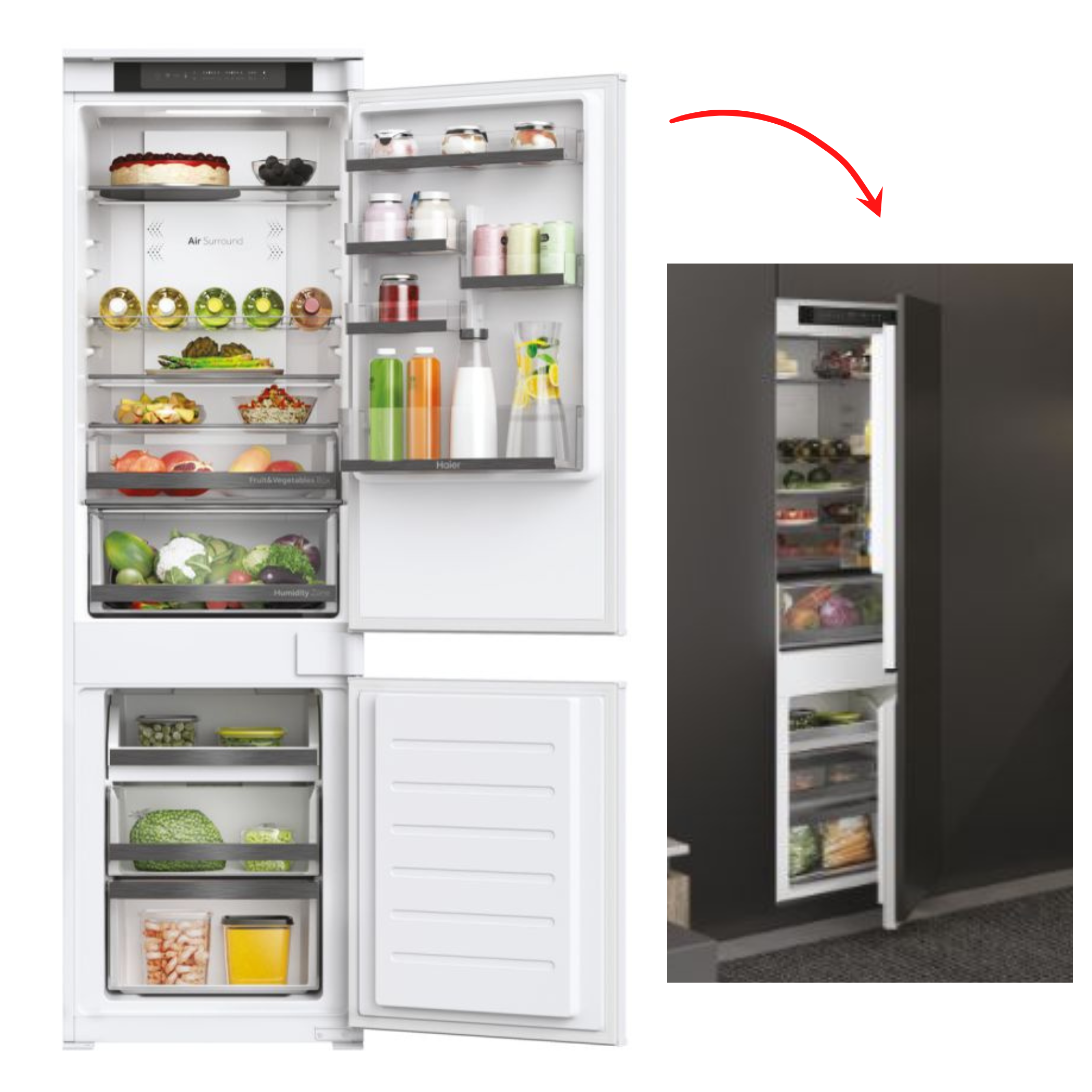 FRIGORÍFICO COMBI HAIER HBW5518E 177x55 NOFROST INTEGRABLE - E