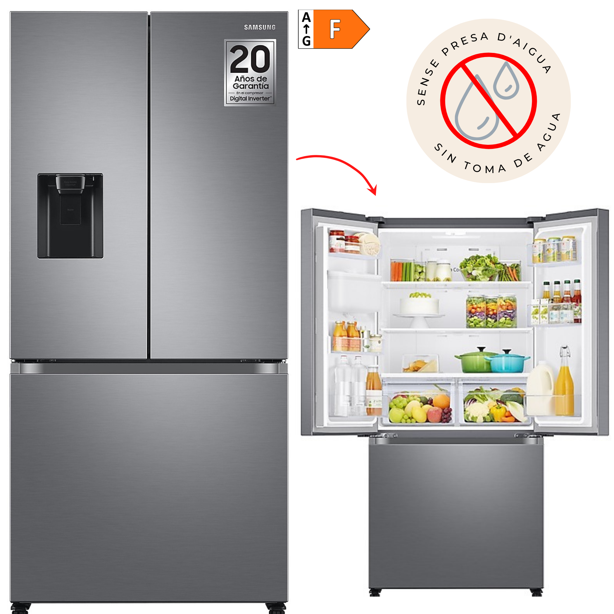 FRIGORÍFIC AMERICÀ SAMSUNG RF50A5202S9/ES 817x178x715 3P NOFROST INOX - F