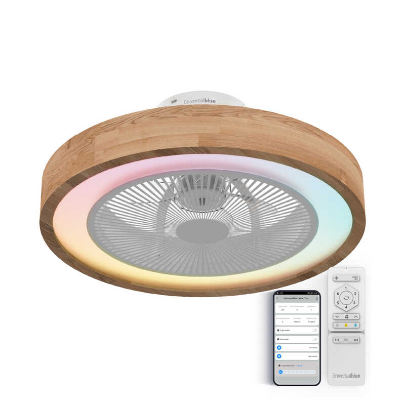 VENTILADOR SOSTRE UNIVERSAL BLUE TRAMONTANA 6051, A/LLUM RGB, COMANDAMENT, 49CM, WIFI