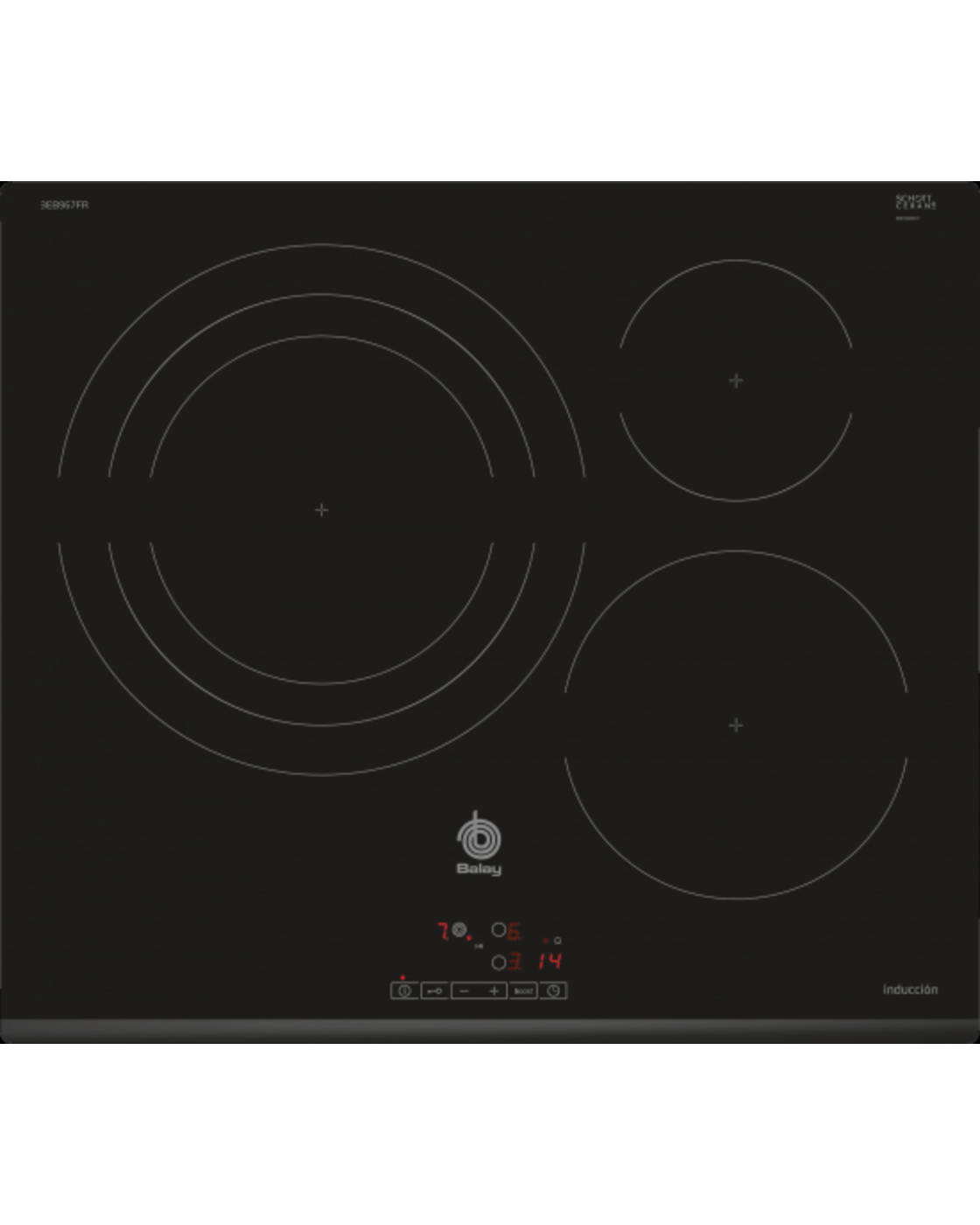 ENCIMERA BALAY 3EB967FR 3FUEGOS INDUCCIÓN 32cm ENCIMERA BALAY 3EB967FR 3FUEGOS INDUCCIÓN 32cm