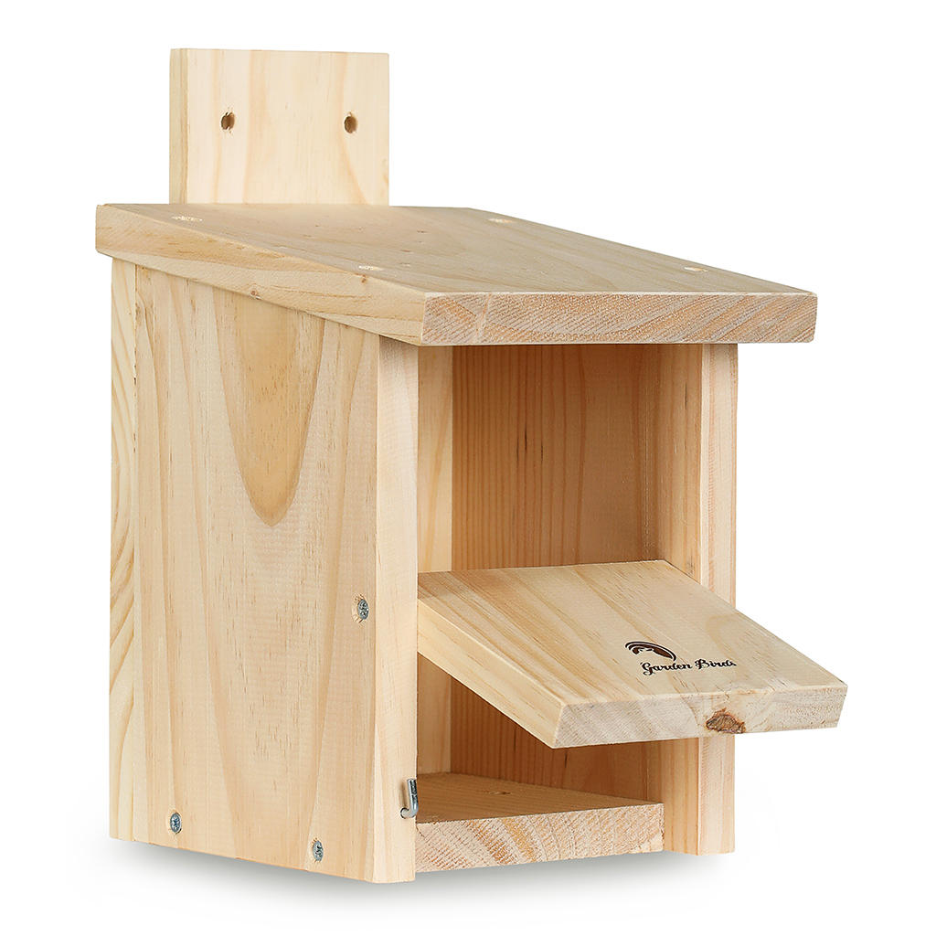 Caja nido de madera para petirrojo y lavandera