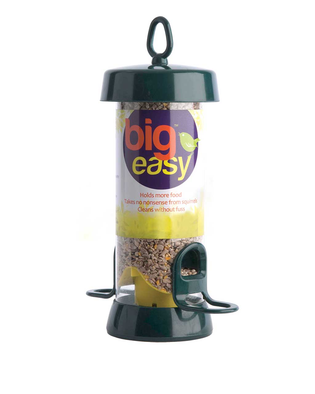 BE-S1G 'BIG EASY' Comedero tubular fabricado en roxresin para aves silvestres pequeño para mezcla de semillas de diámetro grande y desmontable