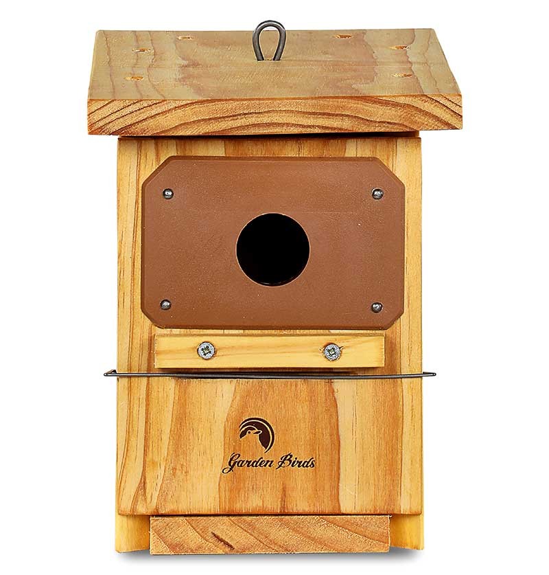 Caja nido de madera para páridos tratada y con protección antipícidos
