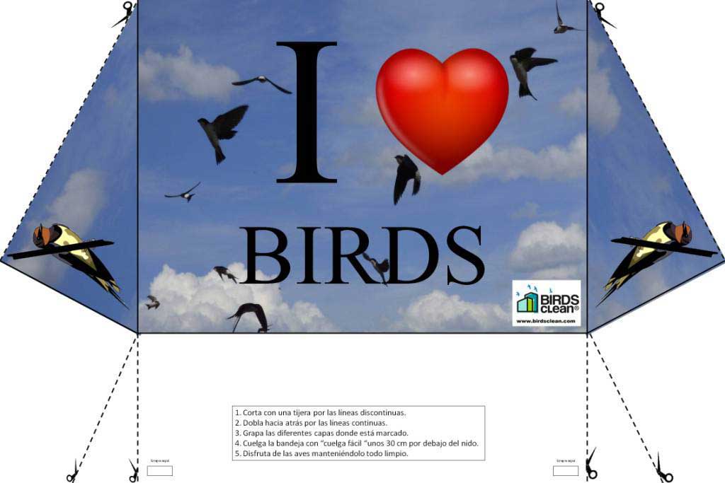 Recogedor de excrementos de golondrinas modelo I love birds                                                                                           