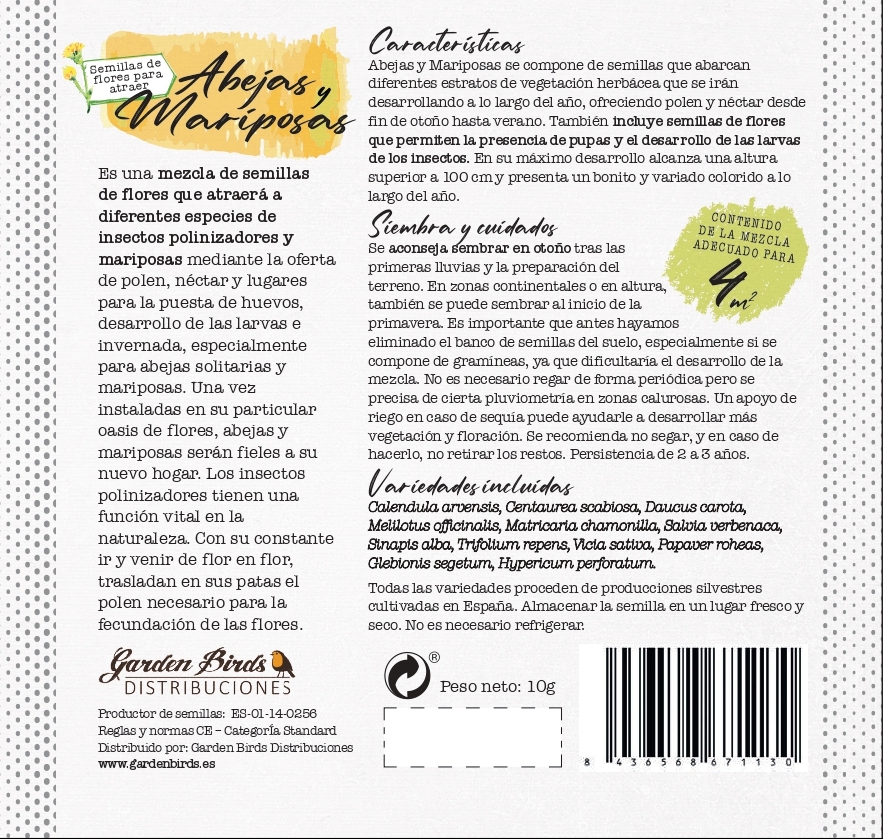 Abejas y mariposas. Mezcla de semillas para atraer fauna auxiliar 2