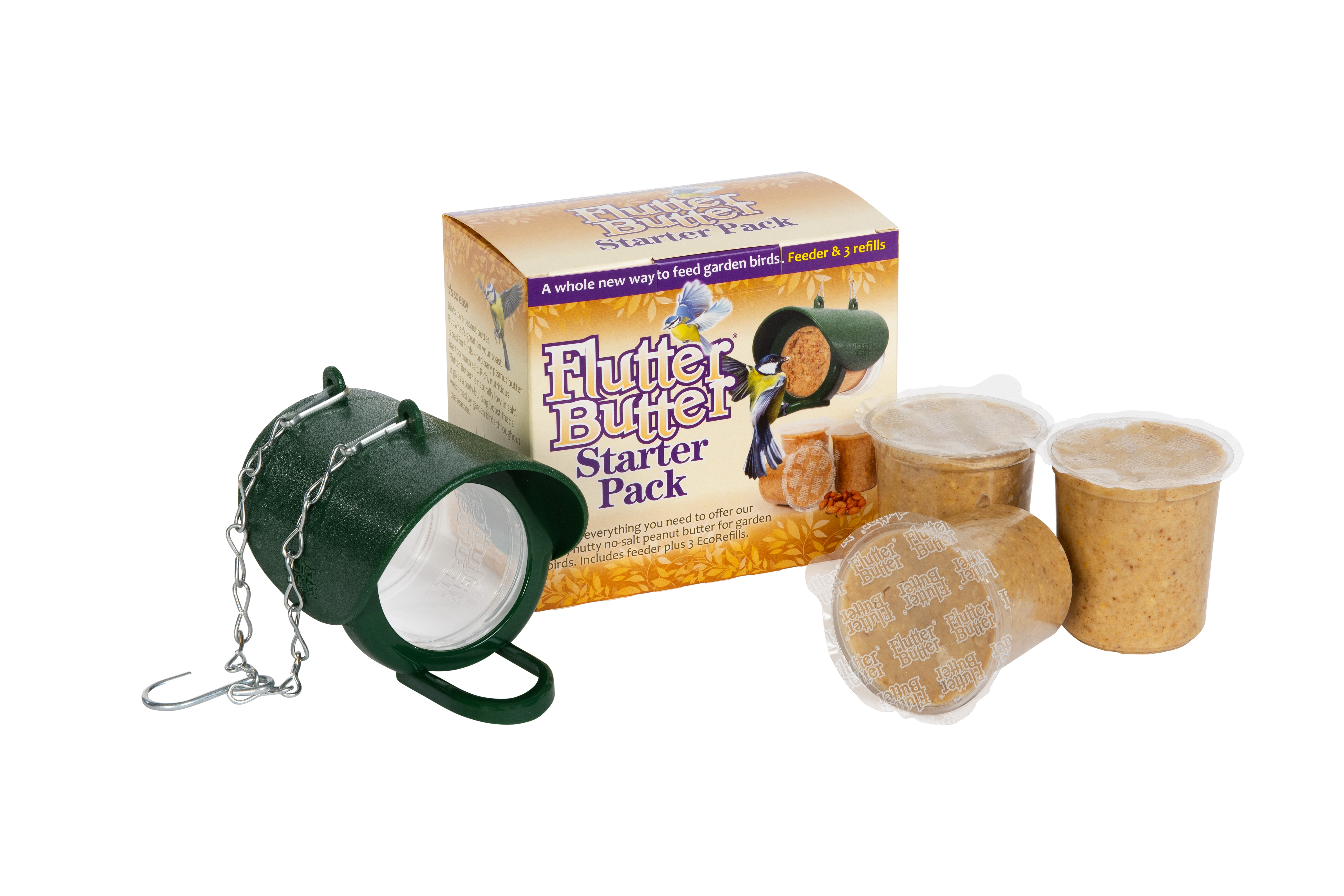 STARTER PACK: Comedero Flutter Butter FBF-2 + 3 Botes 140g EcoRefills