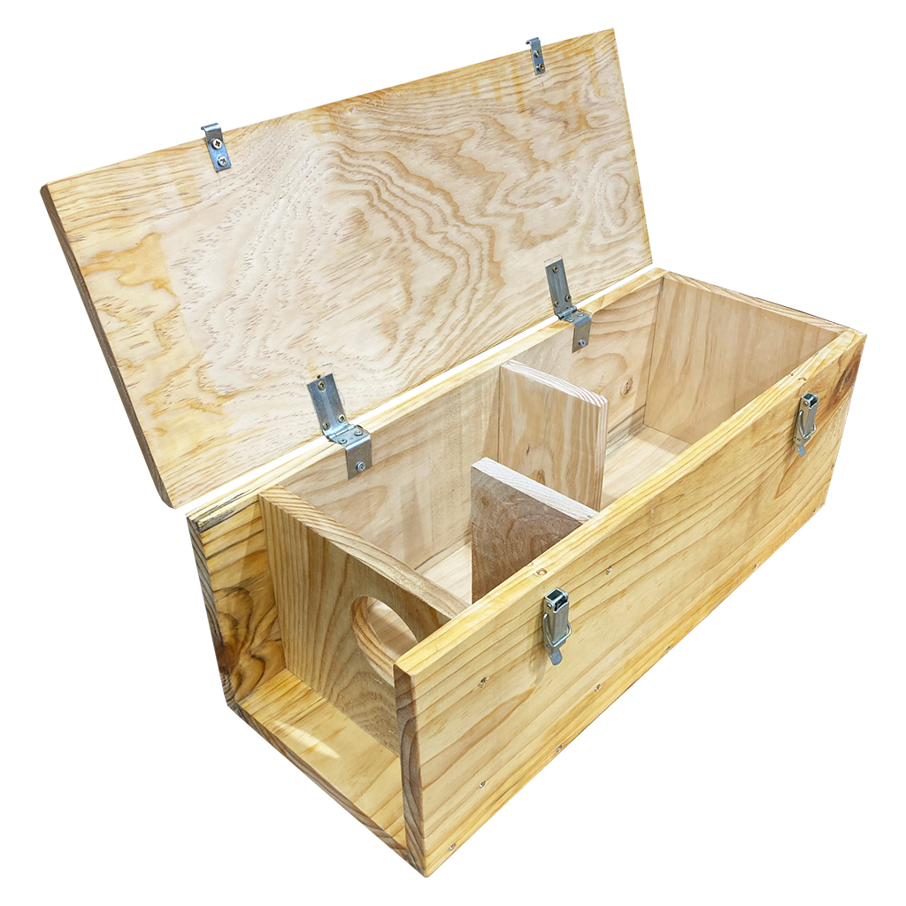 Caja nido horizontal para mochuelo con apertura superior