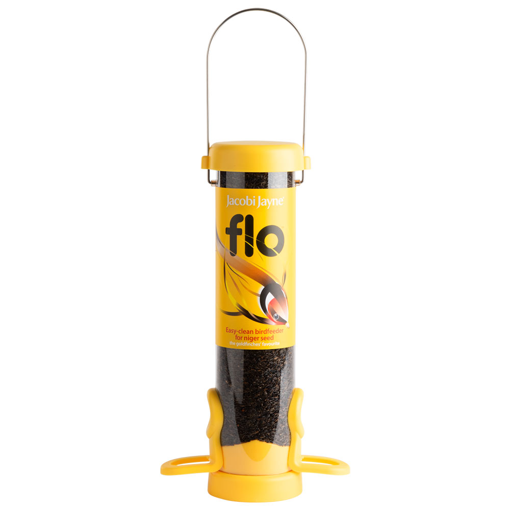FLO-N1Y 'FLO' Comedero tubular para aves silvestres pequeño para semillas de negrillo de desmontaje fácil