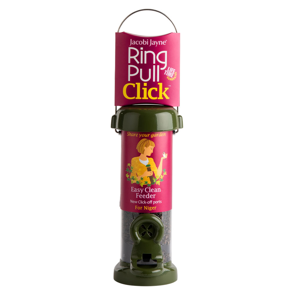 RP3-N1G 'RING PULL CLICK' Comedero tubular para aves silvestres pequeño para negrillo fácil de limpiar