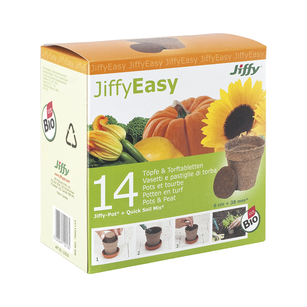 Jiffypot 14 macetas bio + 14 pastillas de sustrato