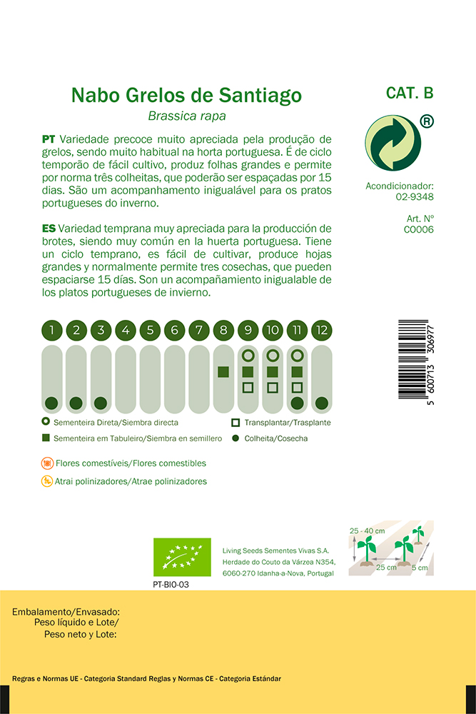 Semillas ecológicas de Grelos de Santiago