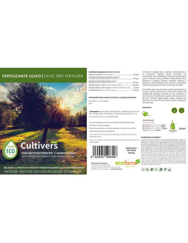 Abono Olivo líquido ecológico Cultivers 1 litro